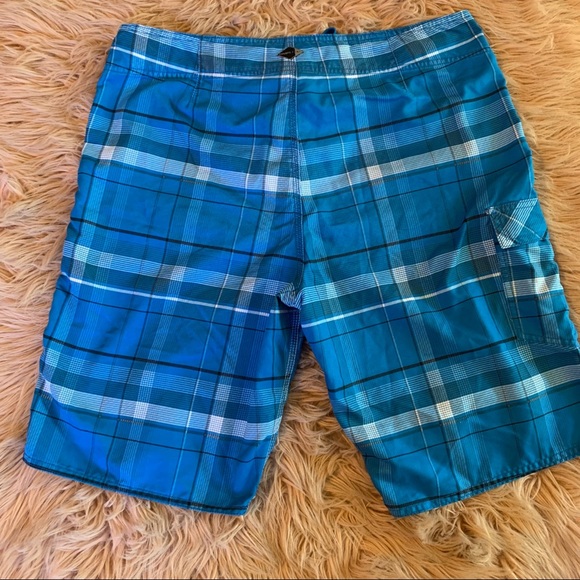 O’Neill Blue Plaid Men’s Swim Trunks size 34 - Picture 2 of 4